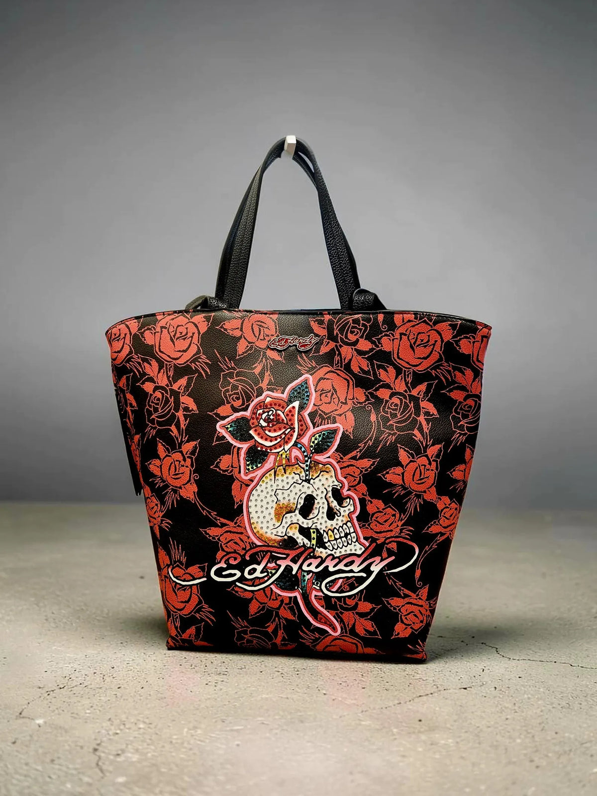 Ed Hardy Rose Print Large Tote