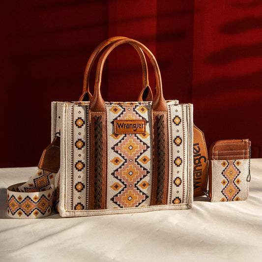 Wrangler Handbag Aztec-Small Tote / Crossbody w/Card Case